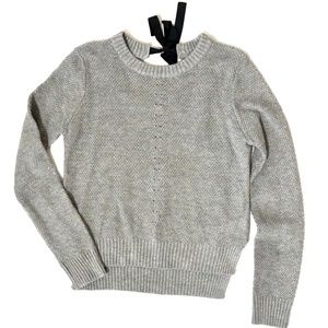 Women's gray sweater with velvet tie